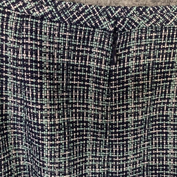 Tahari Woven Skirt NWT Size 6 Navy Cabana Multi-Color Kick Pleat Zip Back - Picture 7 of 11